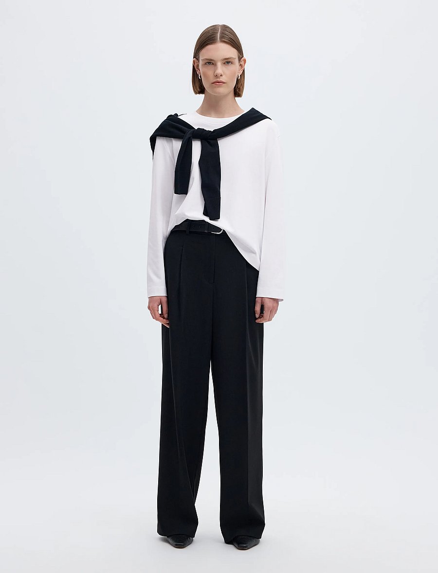 Selected - SLWESSENTIAL LS BOXY TEE NOOS - långärmade toppar - bright white - 4