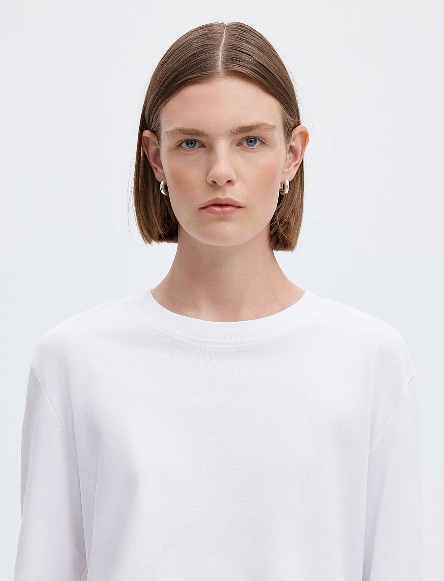 Selected - SLWESSENTIAL LS BOXY TEE NOOS - långärmade toppar - bright white - 5