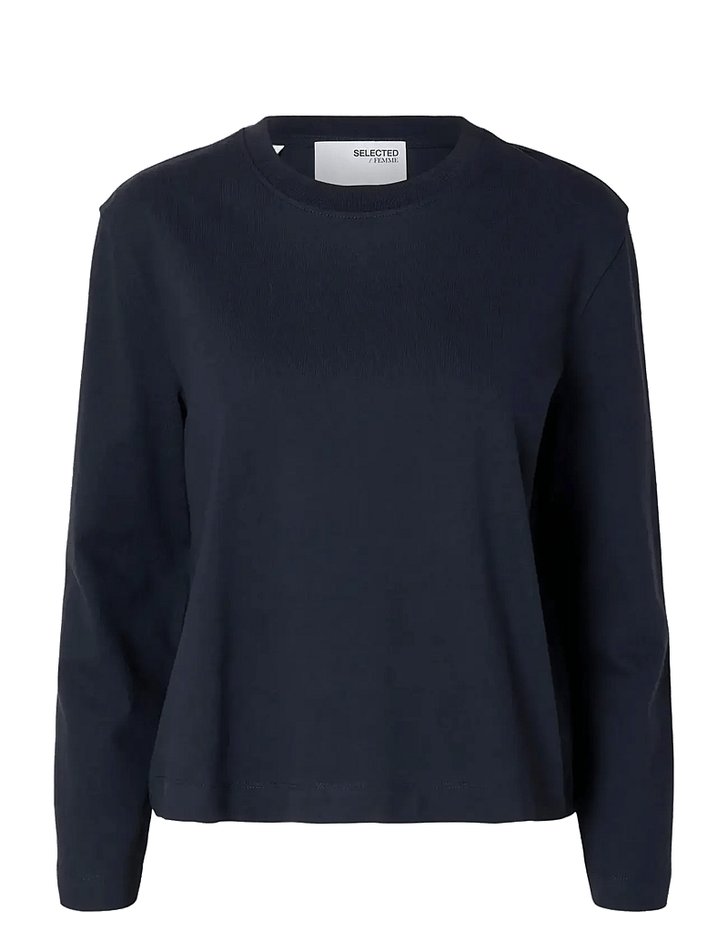 Selected - SLFESSENTIAL LS BOXY TEE NOOS - langermede topper - dark sapphire - 0