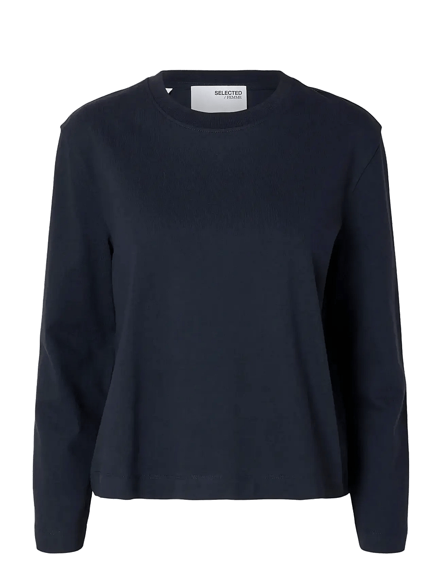 Selected - SLWESSENTIAL LS BOXY TEE NOOS - langærmede toppe - dark sapphire - 1