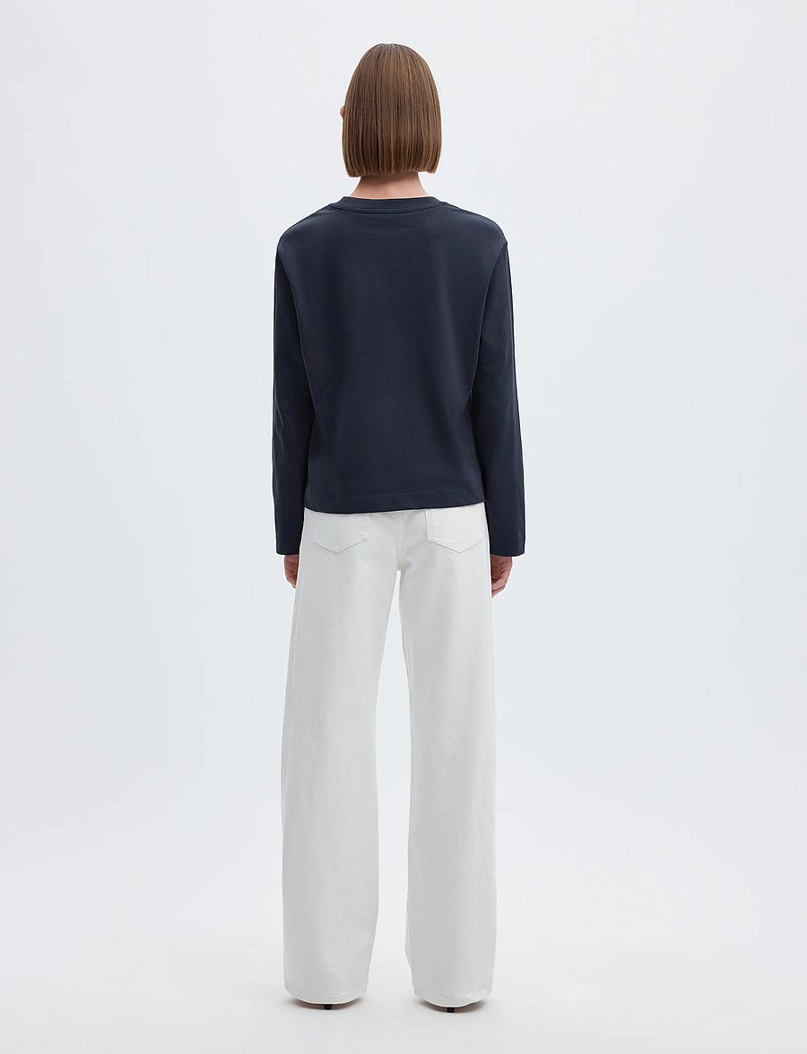 Selected - SLWESSENTIAL LS BOXY TEE NOOS - långärmade toppar - dark sapphire - 3