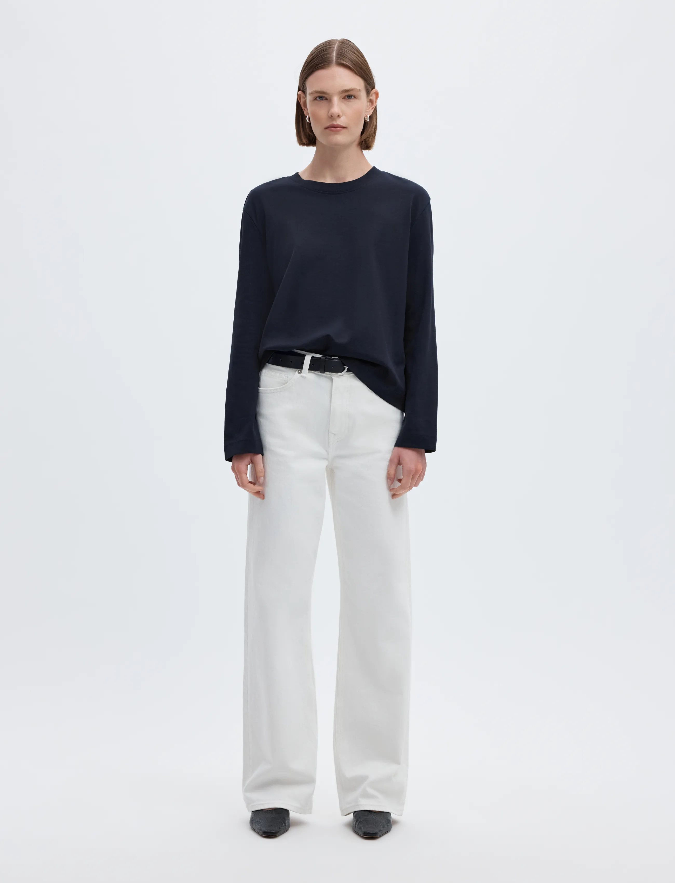 Selected - SLWESSENTIAL LS BOXY TEE NOOS - långärmade toppar - dark sapphire - 4