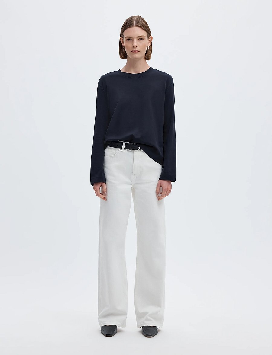 Selected - SLWESSENTIAL LS BOXY TEE NOOS - långärmade toppar - dark sapphire - 4