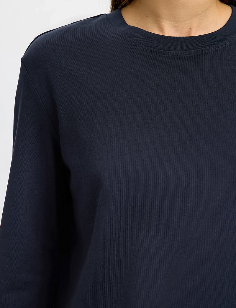 Selected - SLFESSENTIAL LS BOXY TEE NOOS - palaidinukės ilgomis rankovėmis - dark sapphire - 5