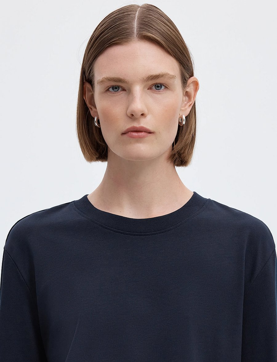 Selected - SLWESSENTIAL LS BOXY TEE NOOS - långärmade toppar - dark sapphire - 5