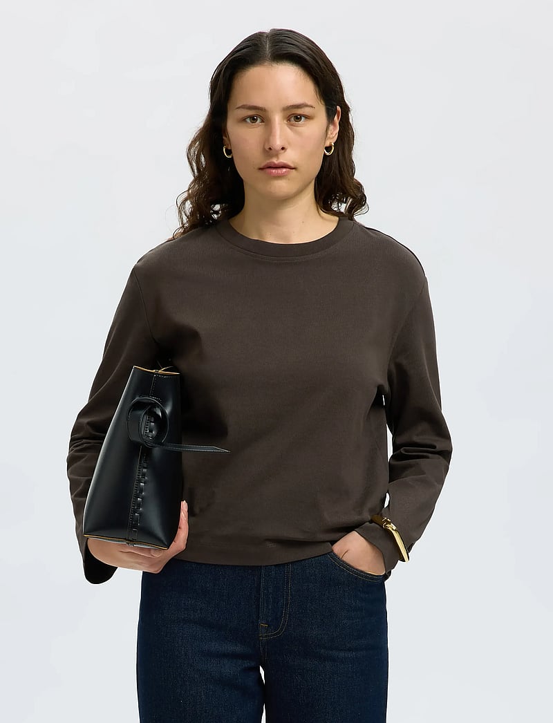 Selected - SLWESSENTIAL LS BOXY TEE NOOS - langärmlige tops - delicioso - 0