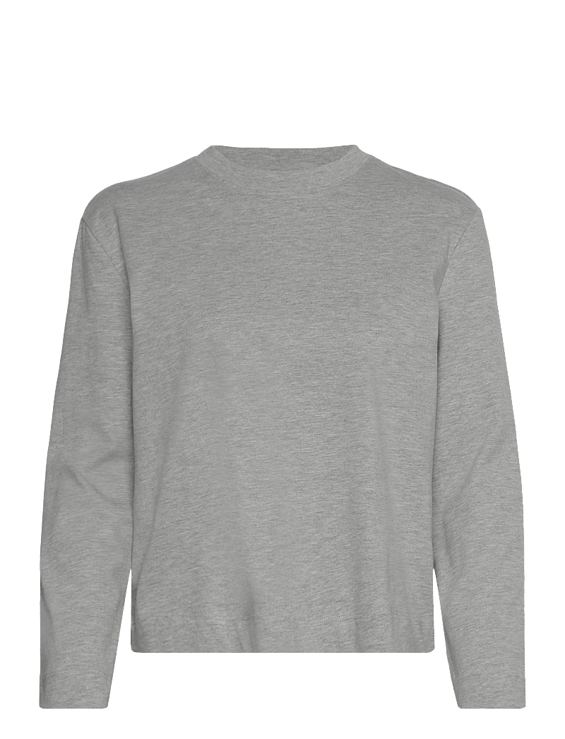 Selected - SLWESSENTIAL LS BOXY TEE NOOS - langärmlige tops - light grey melange - 0