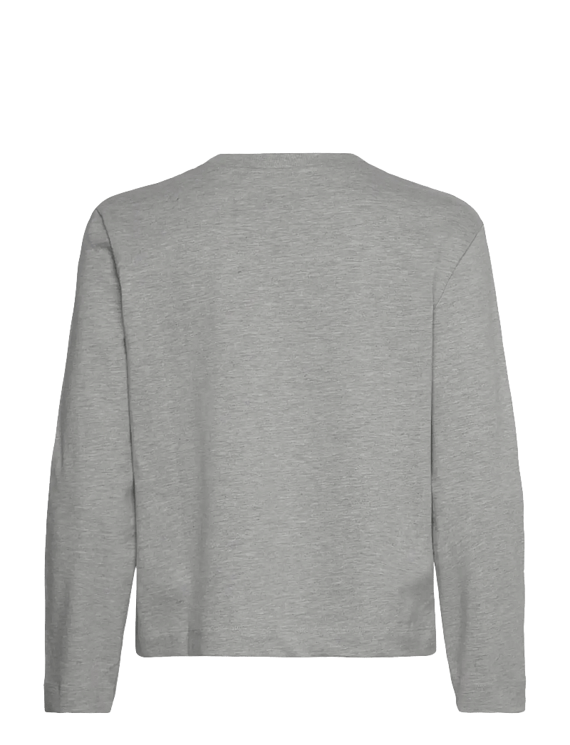 Selected - SLWESSENTIAL LS BOXY TEE NOOS - langärmlige tops - light grey melange - 1