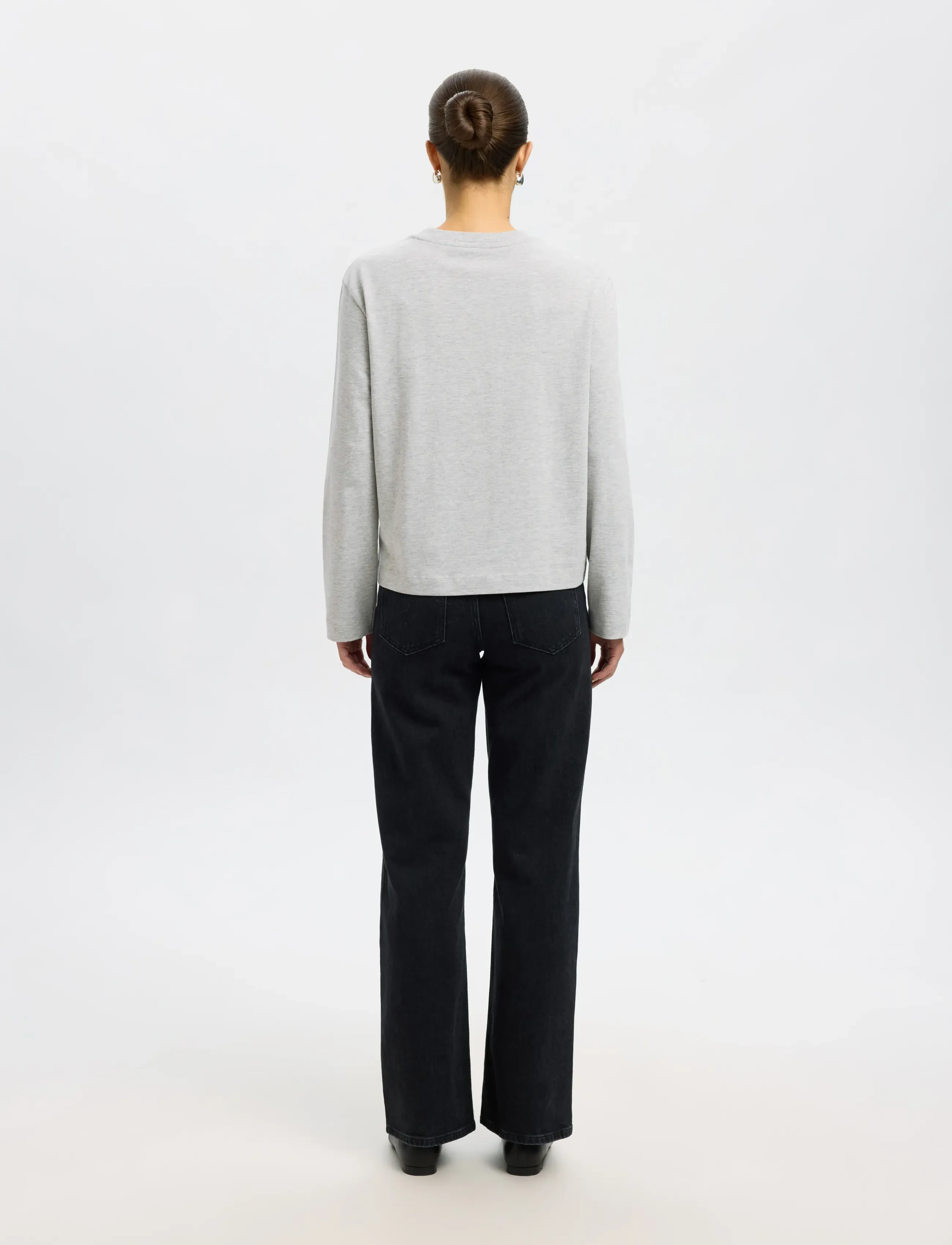 Selected - SLWESSENTIAL LS BOXY TEE NOOS - langærmede toppe - light grey melange - 3