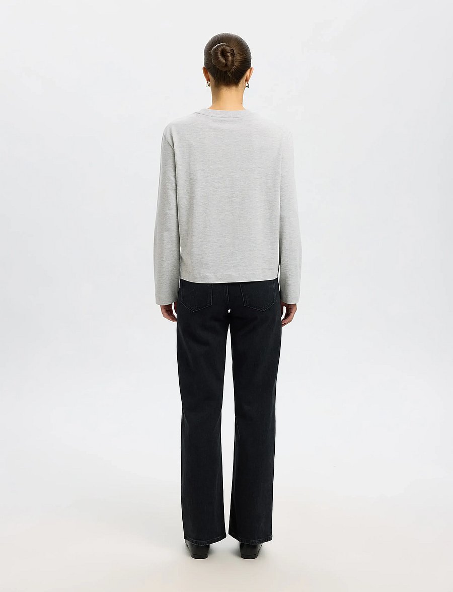 Selected - SLWESSENTIAL LS BOXY TEE NOOS - langærmede toppe - light grey melange - 3