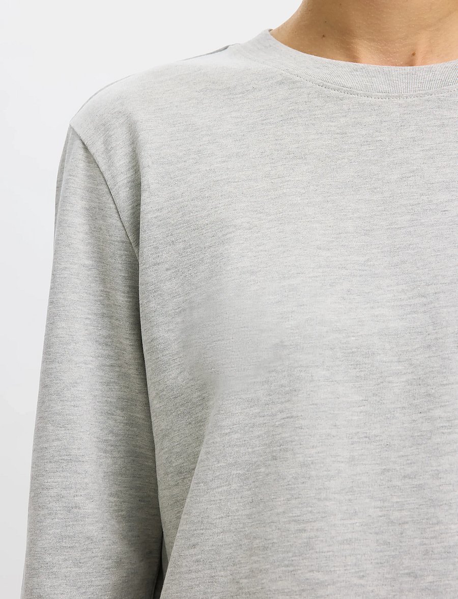 Selected - SLWESSENTIAL LS BOXY TEE NOOS - langærmede toppe - light grey melange - 5