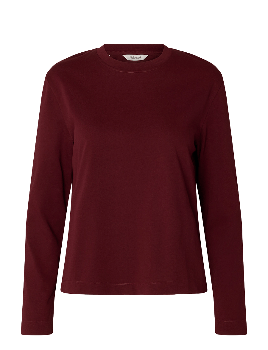 Selected - SLWESSENTIAL LS BOXY TEE NOOS - langærmede toppe - tawny port - 1