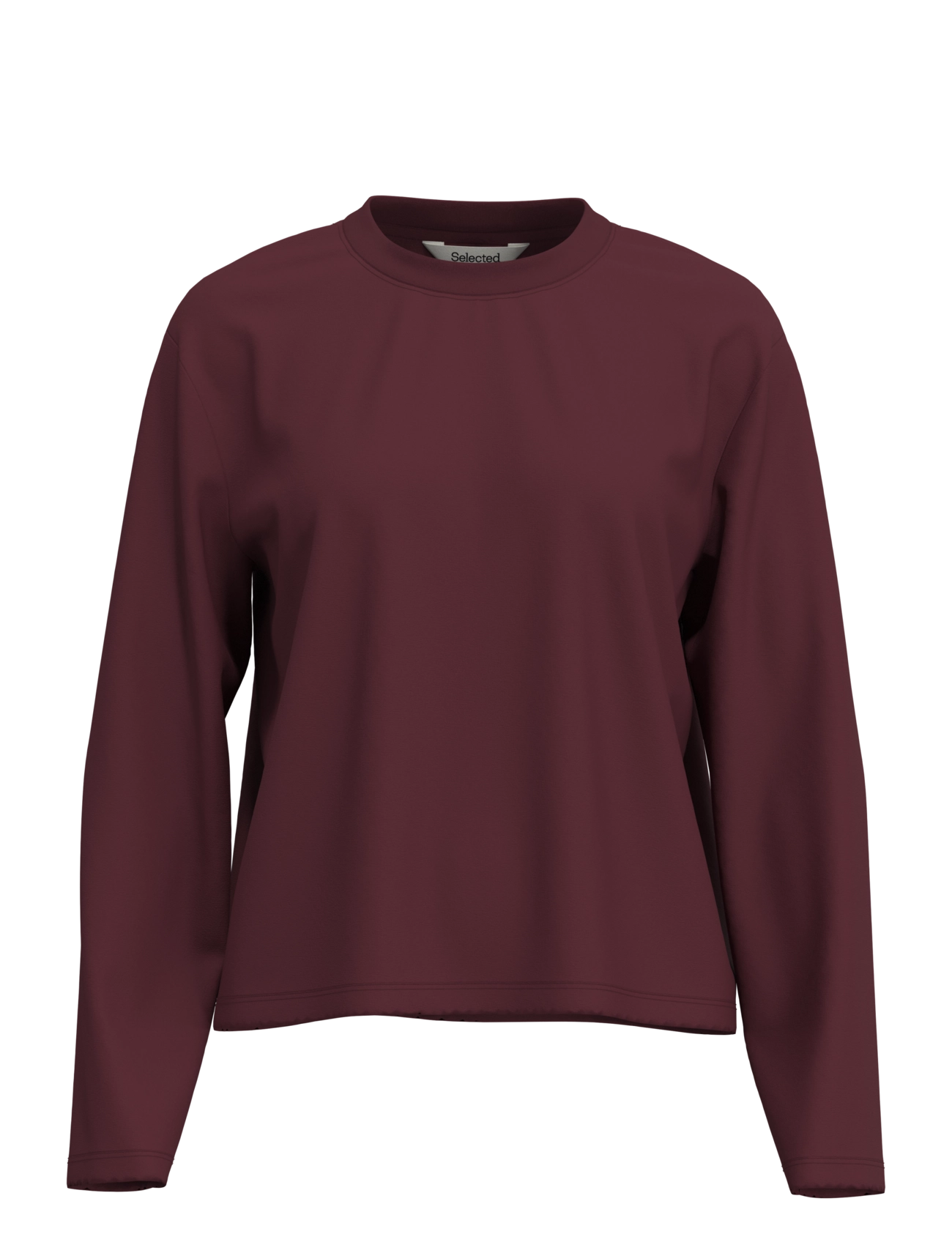 Selected SLWESSENTIAL LS BOXY TEE NOOS - Kleidung - TAWNY PORT / burgundy