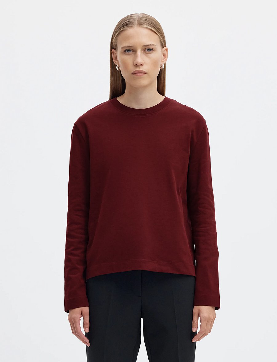Selected - SLWESSENTIAL LS BOXY TEE NOOS - langærmede toppe - tawny port - 0