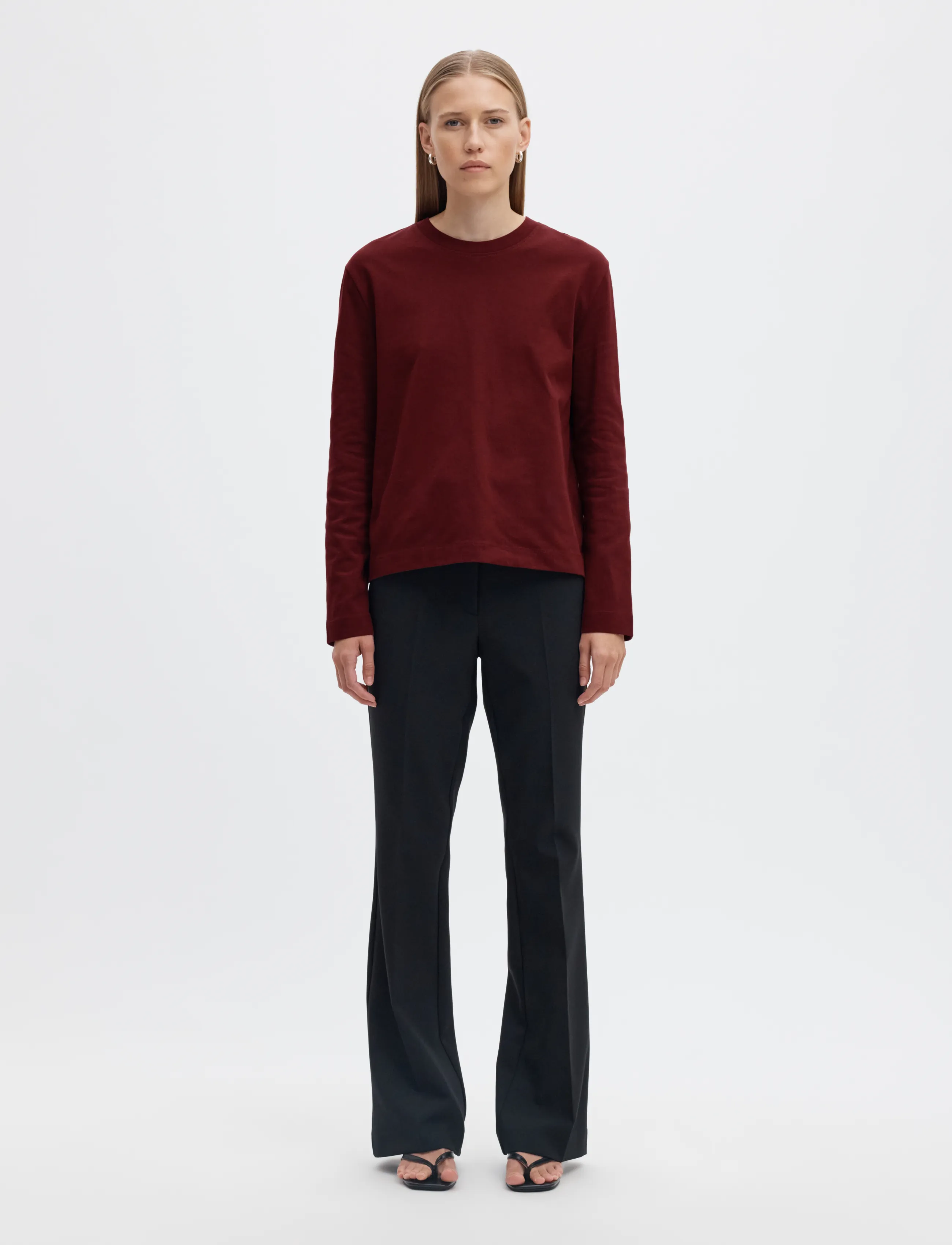 Selected - SLWESSENTIAL LS BOXY TEE NOOS - autumn clothing - tawny port - 3