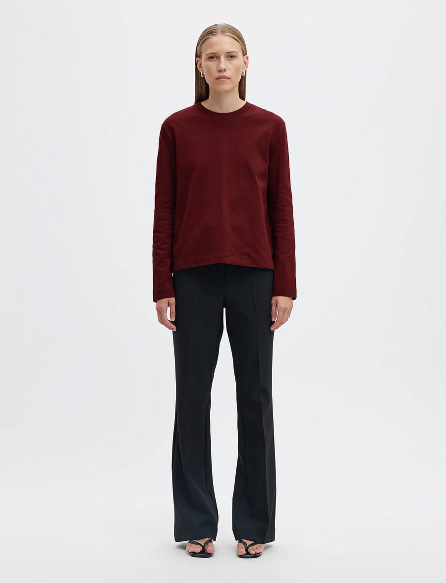 Selected - SLWESSENTIAL LS BOXY TEE NOOS - langærmede toppe - tawny port - 3