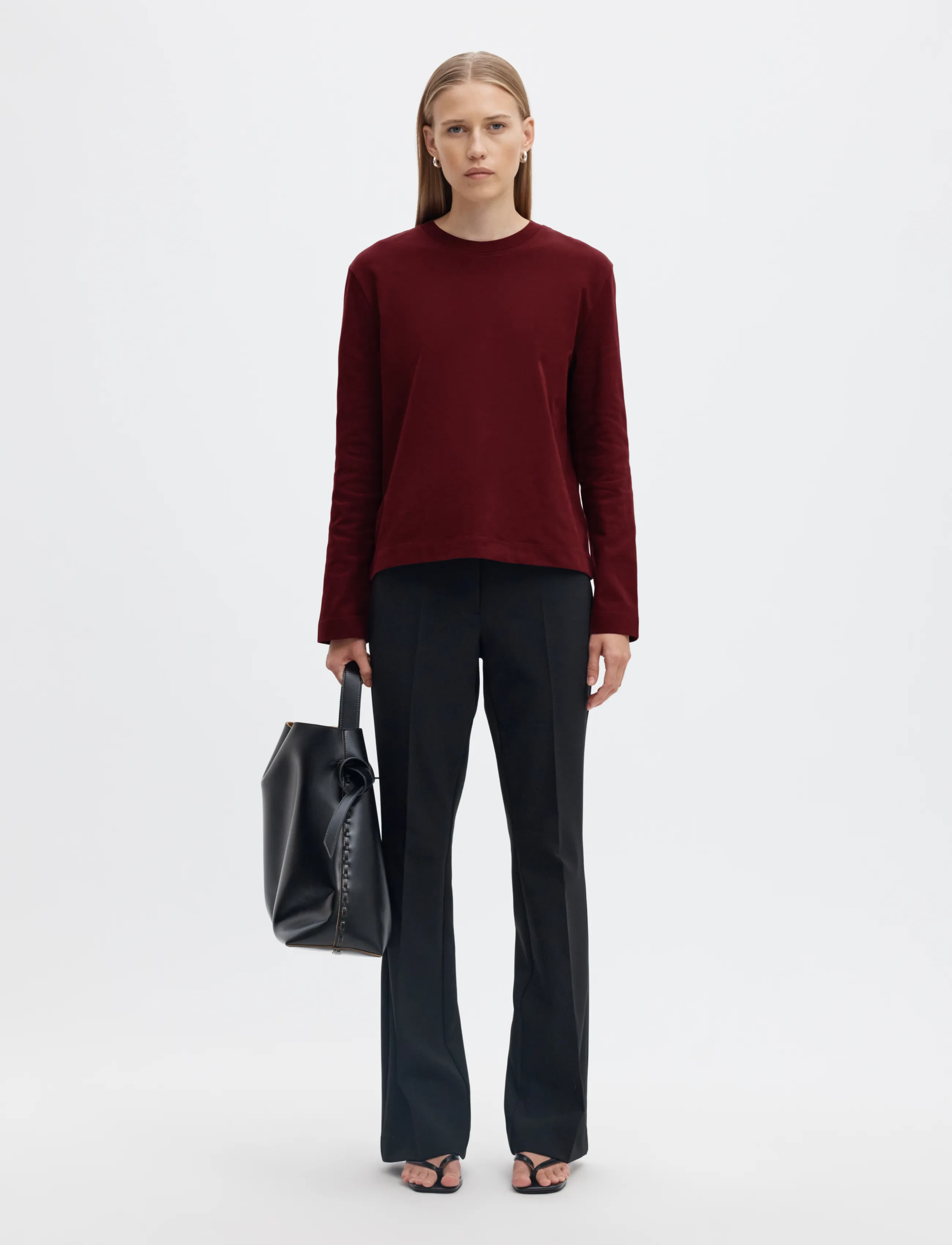 Selected - SLWESSENTIAL LS BOXY TEE NOOS - autumn clothing - tawny port - 5