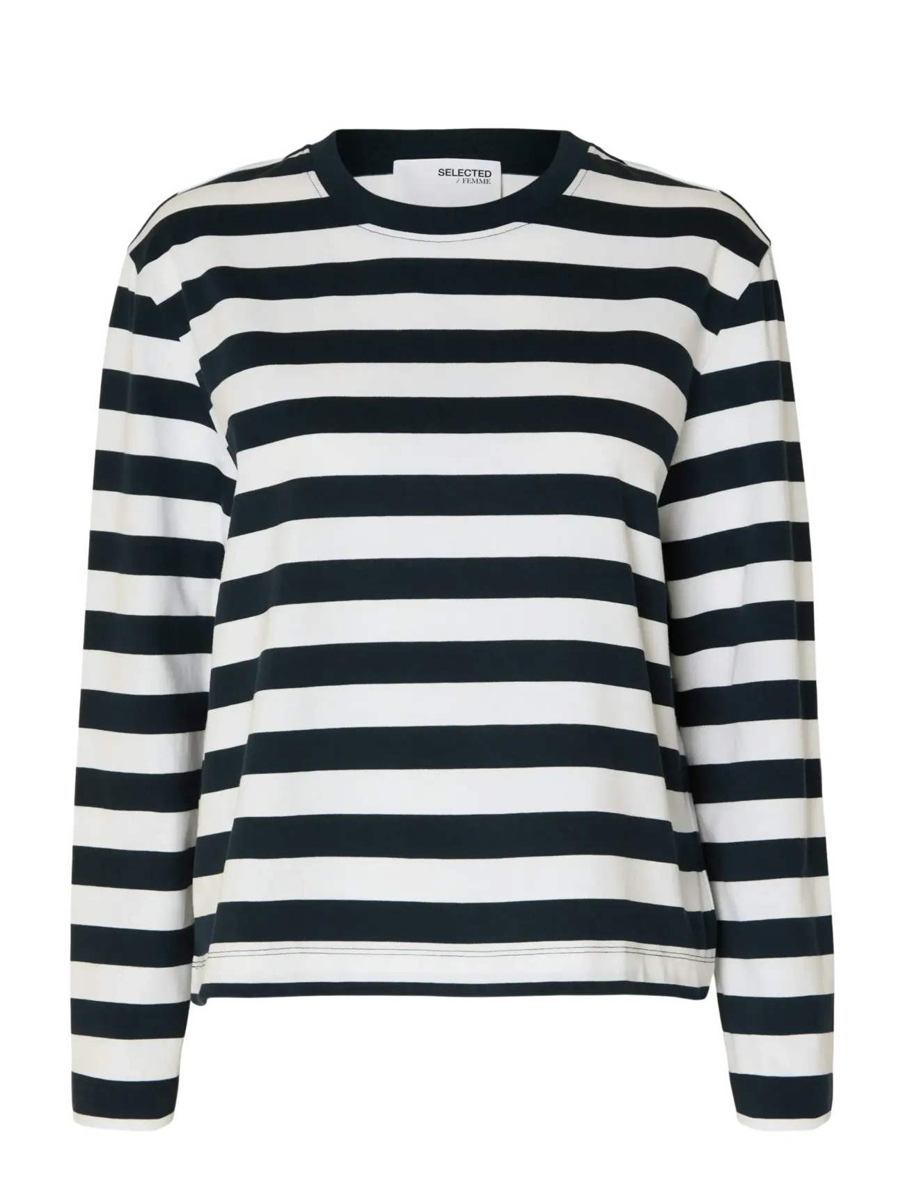 Selected SLWESSENTIAL LS STRIPED BOXY TEE NOOS - Selected - DARK SAPPHIRE / multi