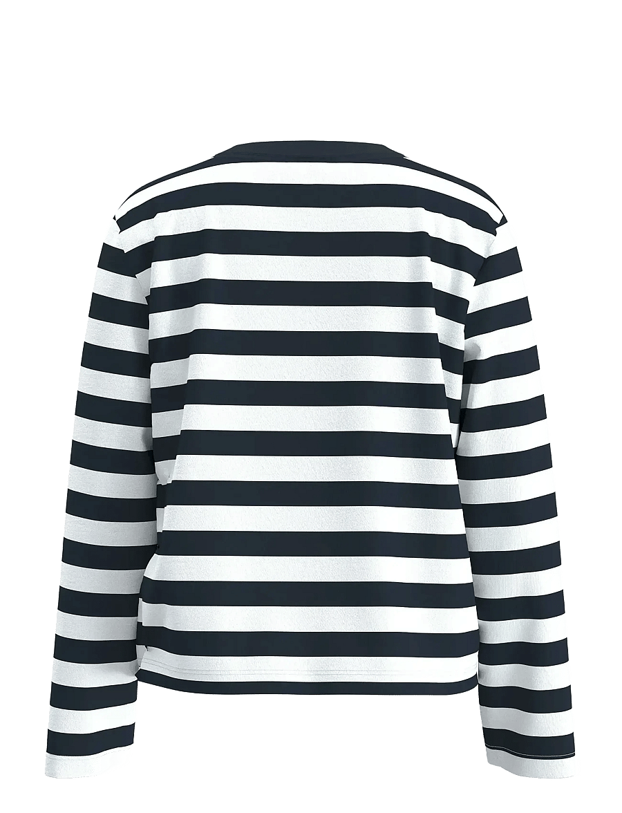 Selected - SLWESSENTIAL LS STRIPED BOXY TEE NOOS - langärmlige tops - dark sapphire - 2