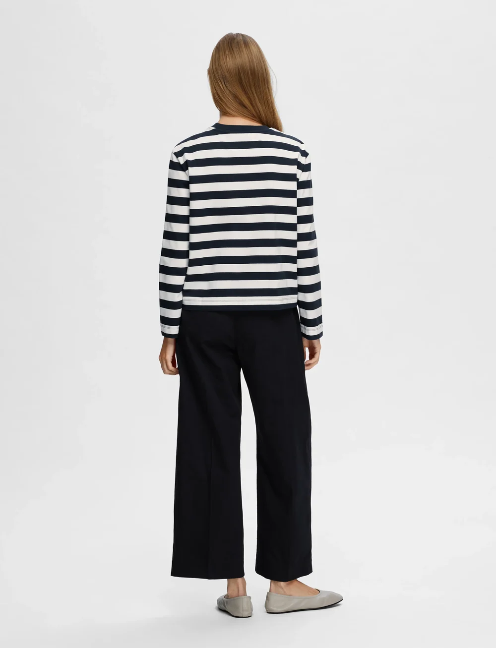 Selected - SLFESSENTIAL LS STRIPED BOXY TEE NOOS - long-sleeved tops - dark sapphire - 3