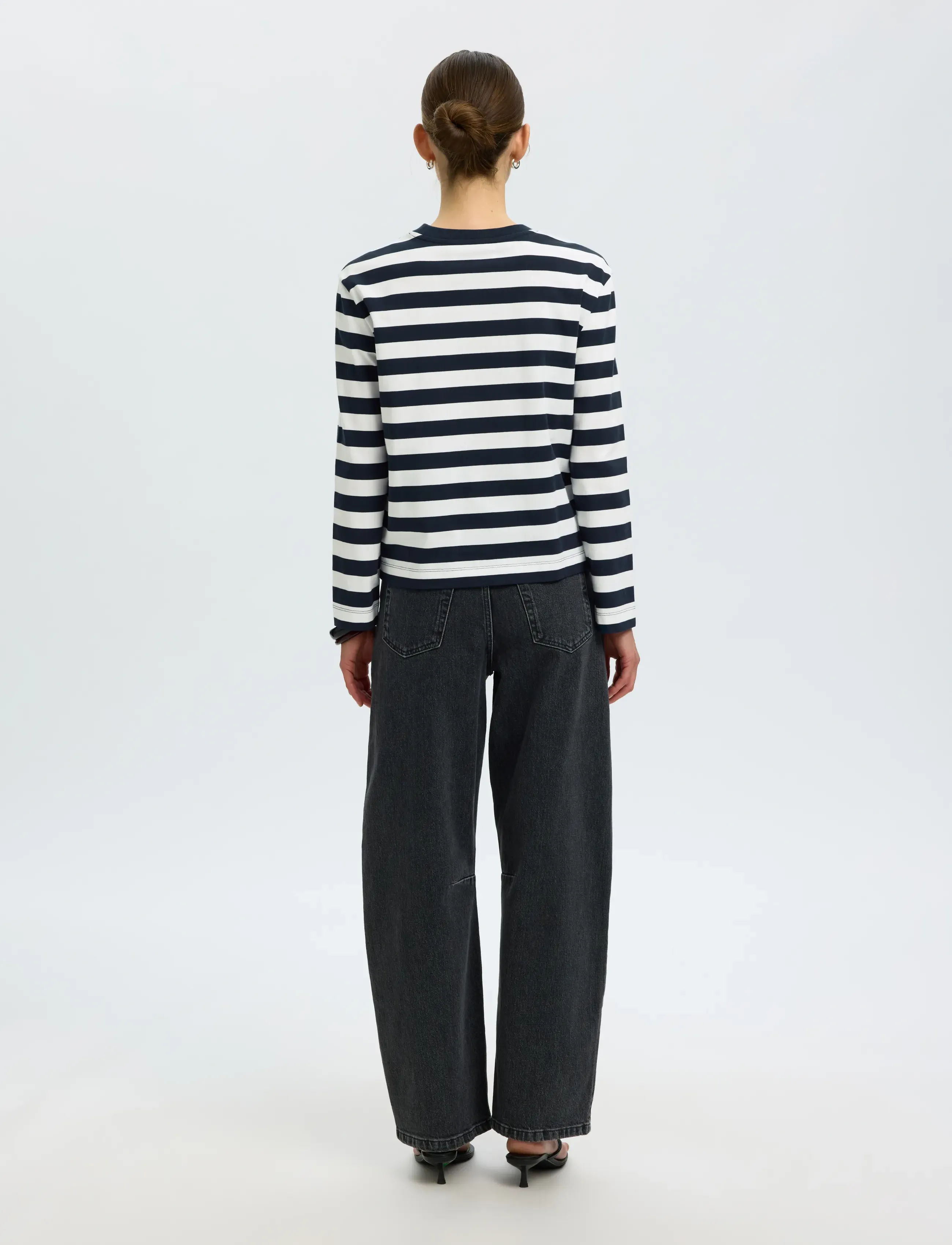 Selected - SLWESSENTIAL LS STRIPED BOXY TEE NOOS - langærmede toppe - dark sapphire - 3
