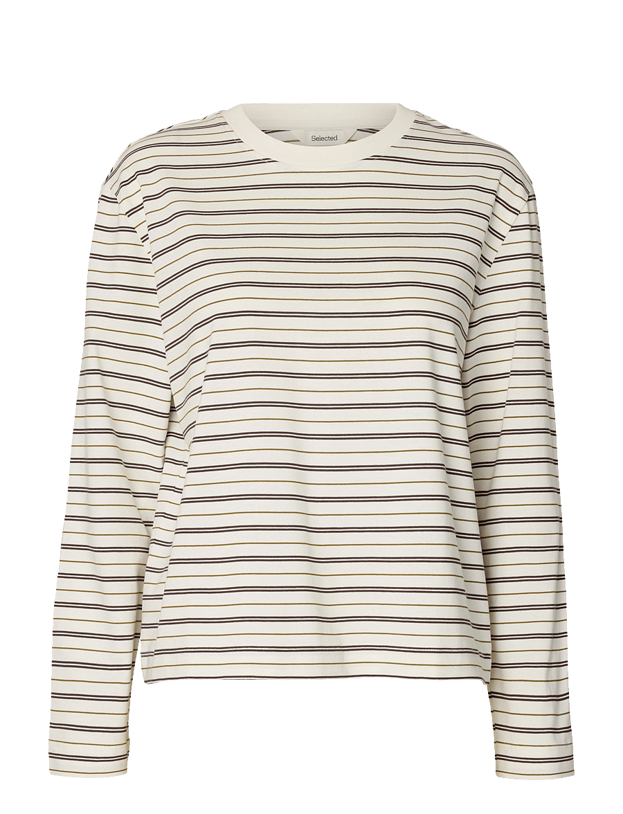 Selected - SLWESSENTIAL LS STRIPED BOXY TEE NOOS - langärmlige tops - delicioso - 1