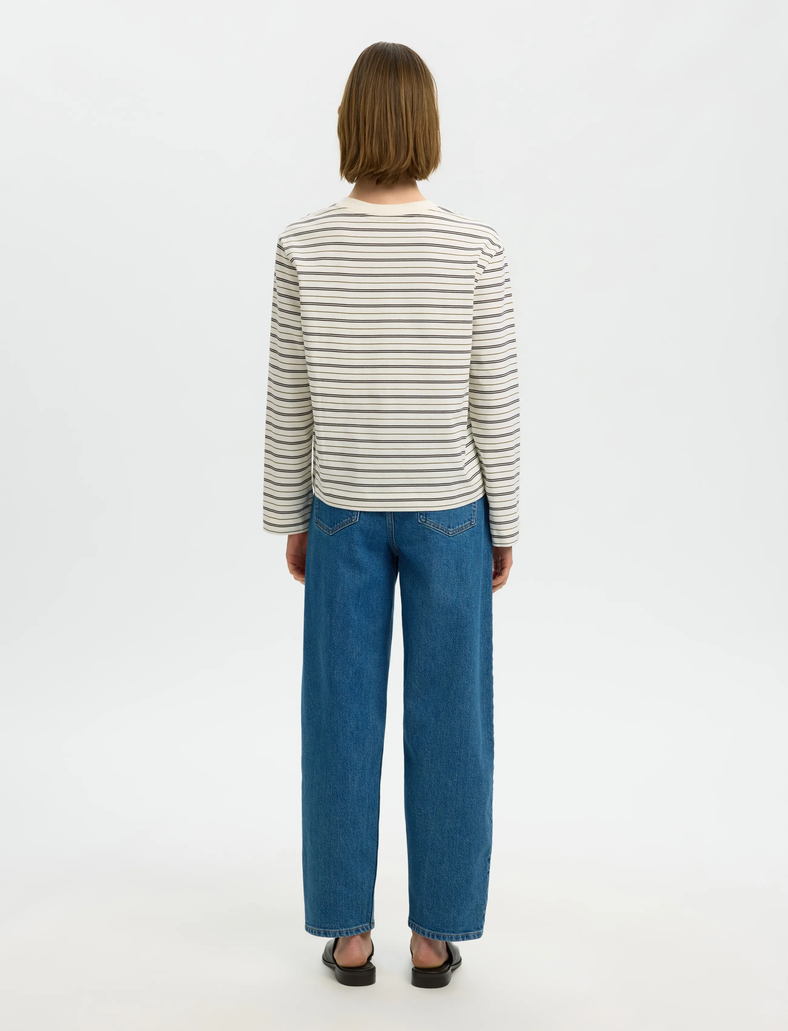 Selected - SLWESSENTIAL LS STRIPED BOXY TEE NOOS - långärmade toppar - delicioso - 2