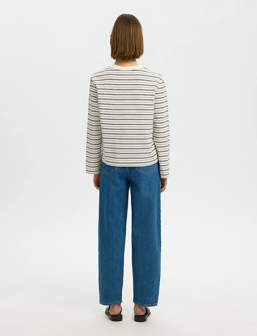 Selected - SLWESSENTIAL LS STRIPED BOXY TEE NOOS - langärmlige tops - delicioso - 2