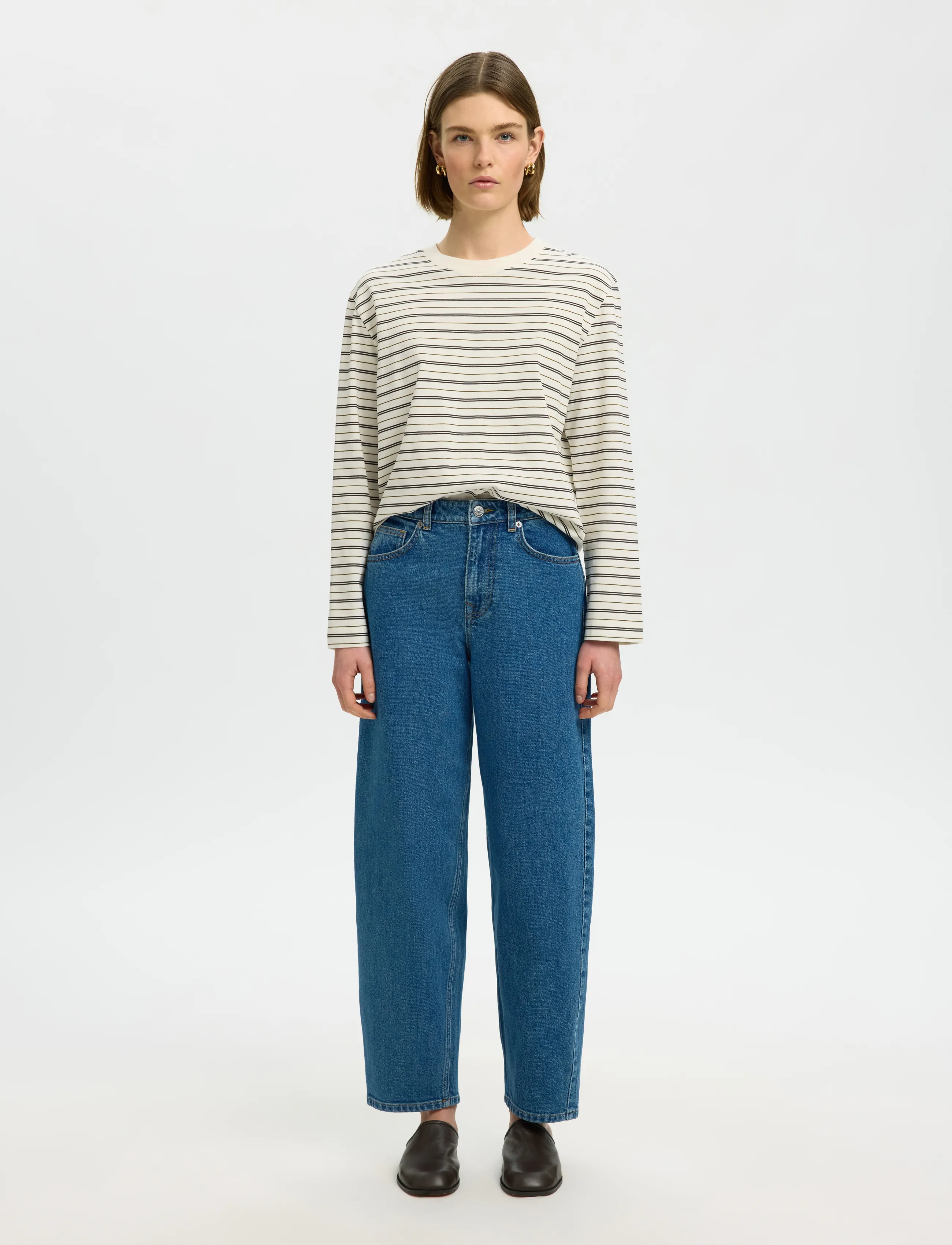 Selected - SLWESSENTIAL LS STRIPED BOXY TEE NOOS - långärmade toppar - delicioso - 3