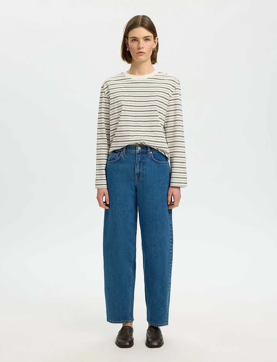 Selected - SLWESSENTIAL LS STRIPED BOXY TEE NOOS - langärmlige tops - delicioso - 3