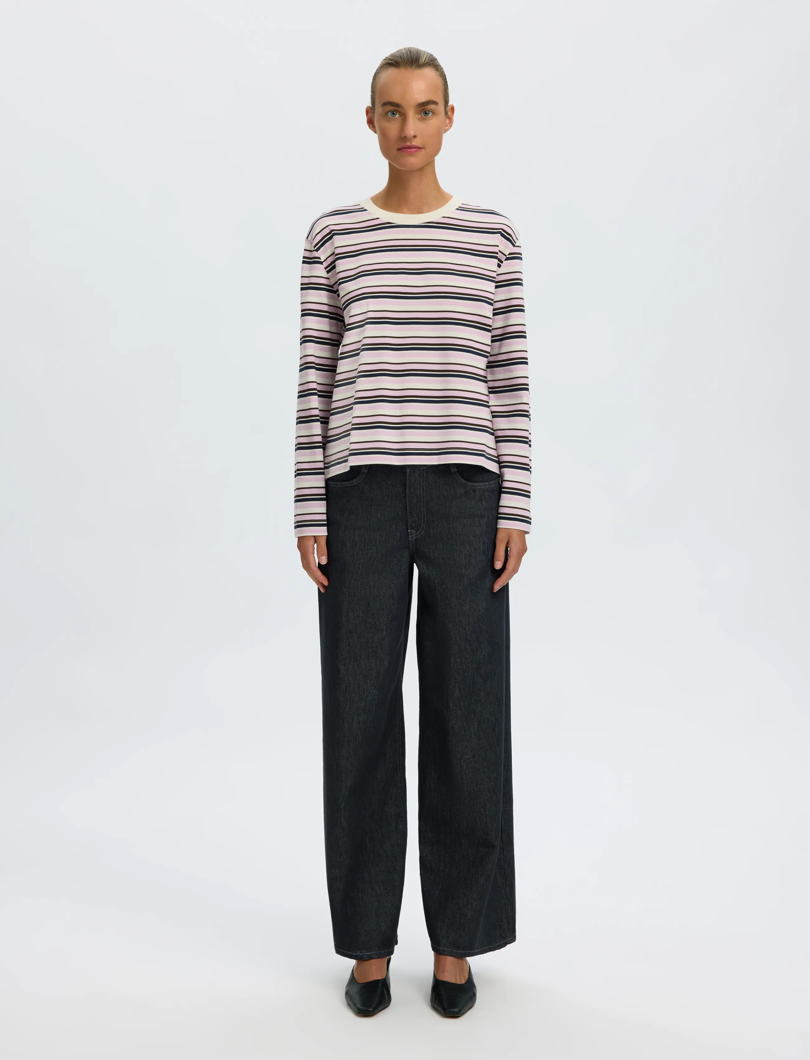 Selected - SLWESSENTIAL LS STRIPED BOXY TEE NOOS - langærmede toppe - winsome orchid - 3
