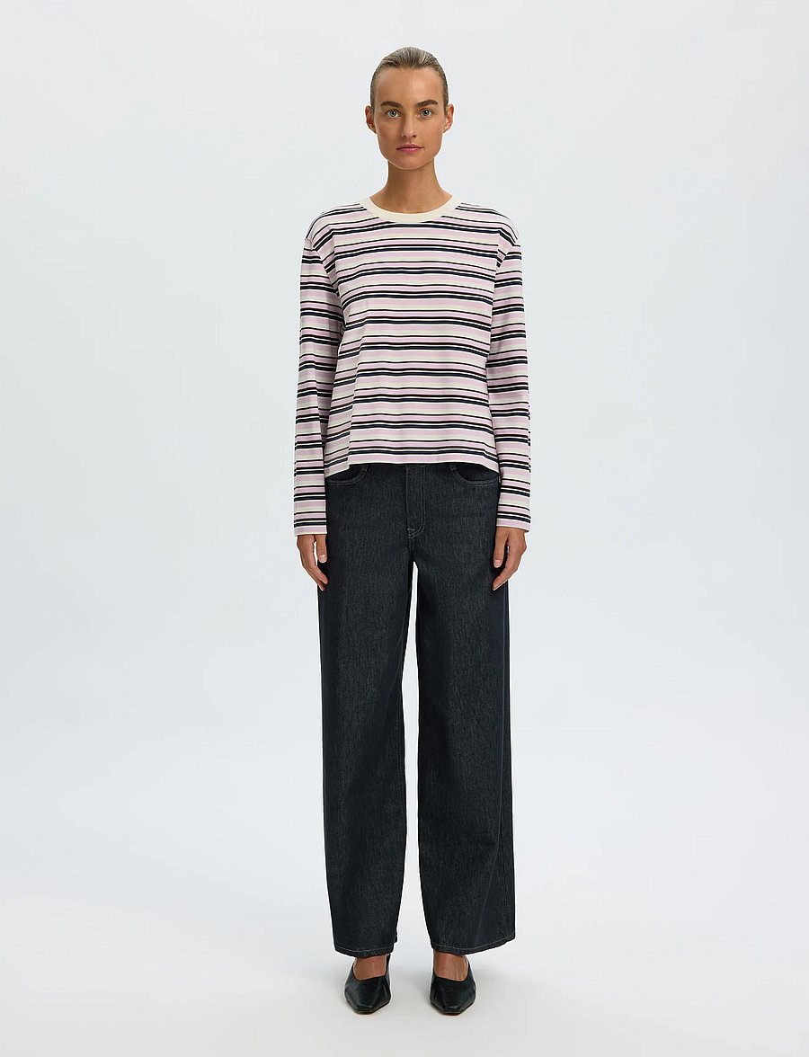 Selected - SLWESSENTIAL LS STRIPED BOXY TEE NOOS - pitkähihaiset paidat - winsome orchid - 3