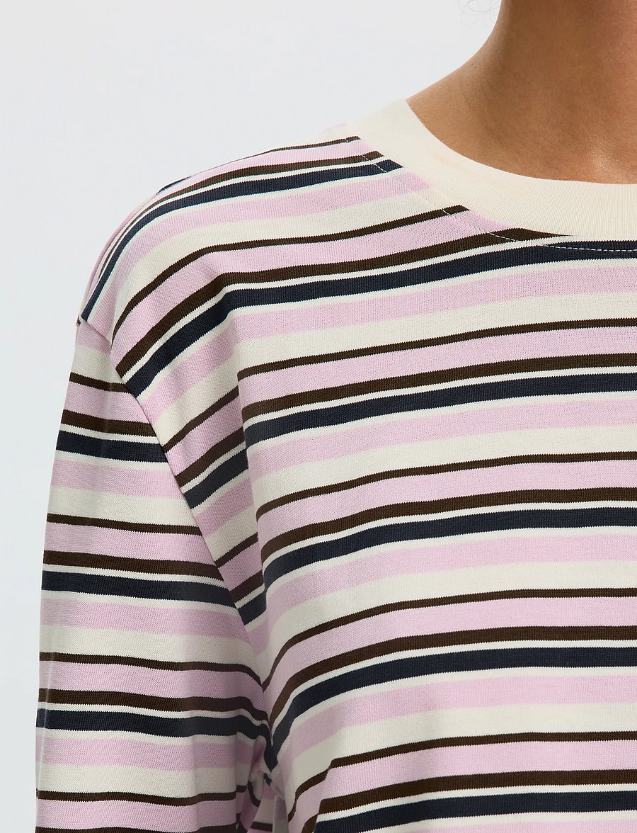 Selected - SLWESSENTIAL LS STRIPED BOXY TEE NOOS - pitkähihaiset paidat - winsome orchid - 4