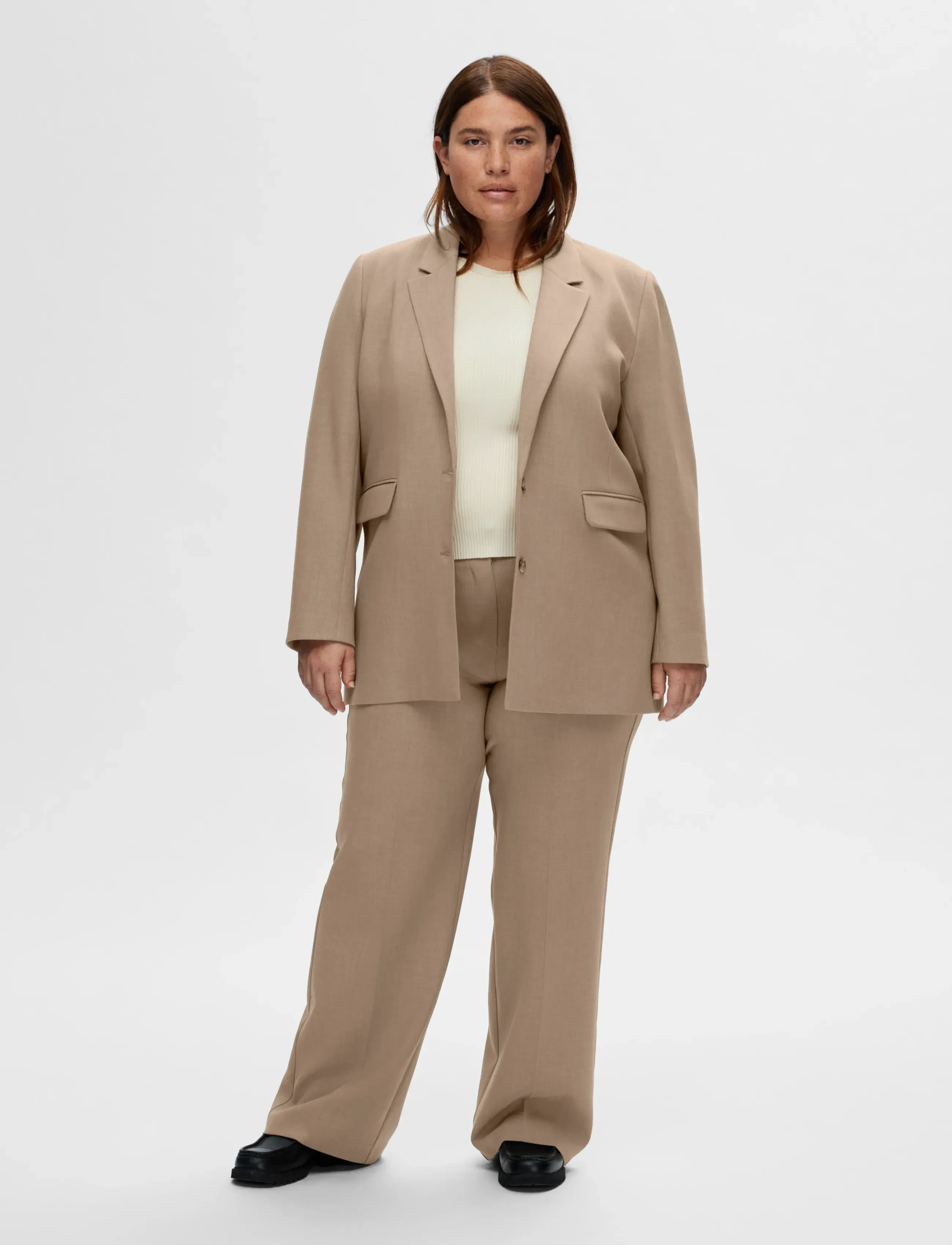 Selected Slwrita Ls Relaxed Blazer Camel Mel Noos, 42, Beige, Blazere > Enkeltradede Blazere, Dame