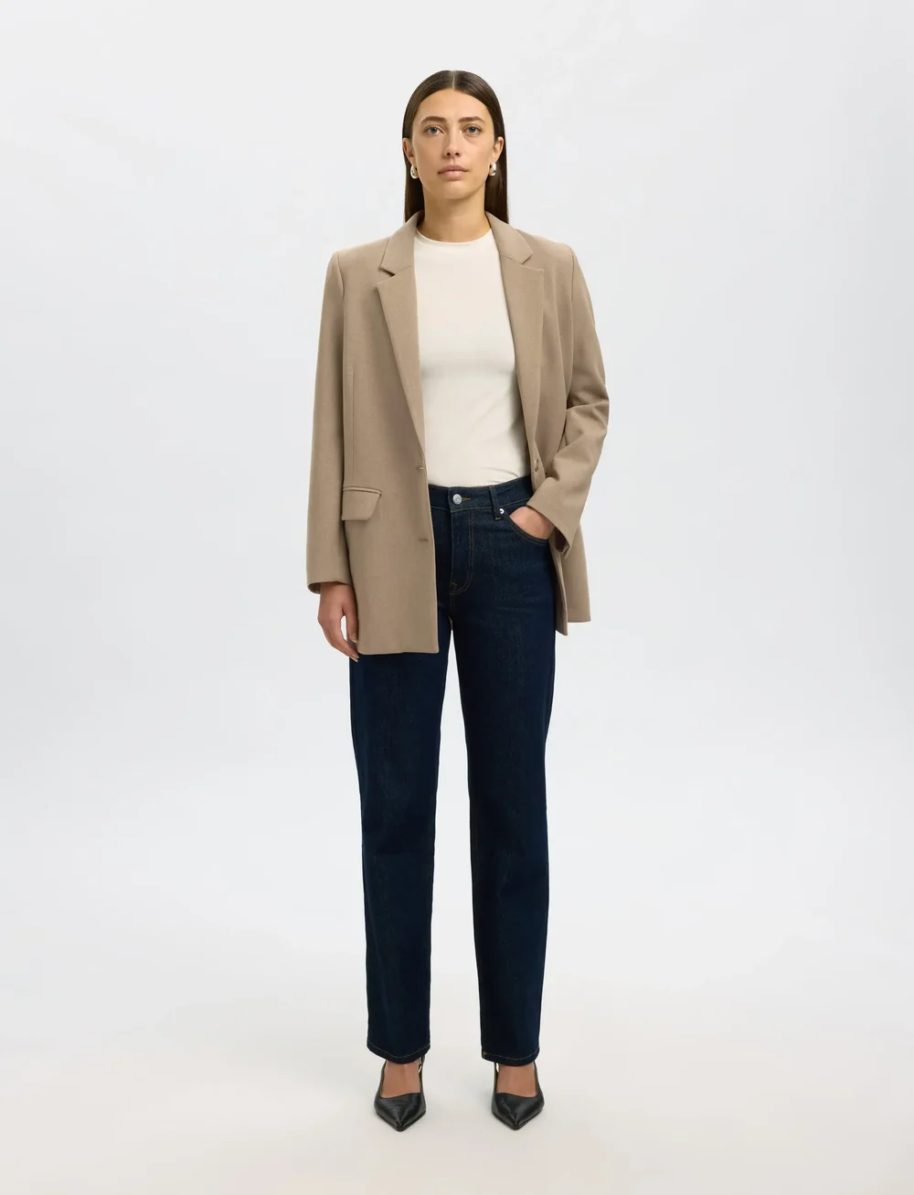 Selected - SLFRITA LS RELAXED BLAZER CAMEL MEL NOOS - einreihige blazer - camel - 0