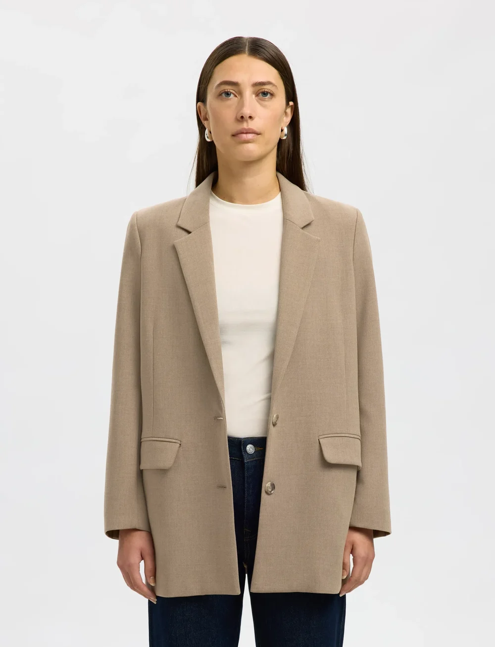 Selected - SLFRITA LS RELAXED BLAZER CAMEL MEL NOOS - einreihige blazer - camel - 5