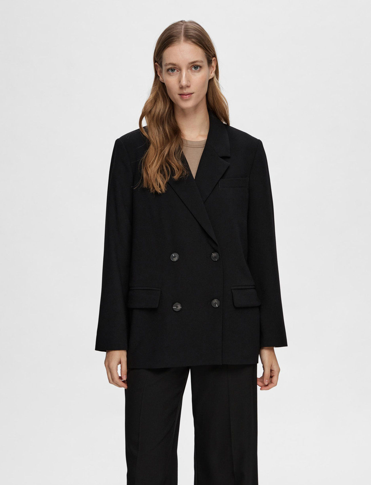 Selected Femme - SLFTINNI LS RELAXED BLAZER NOOS - ballīšu apģērbs par outlet cenām - black - 1