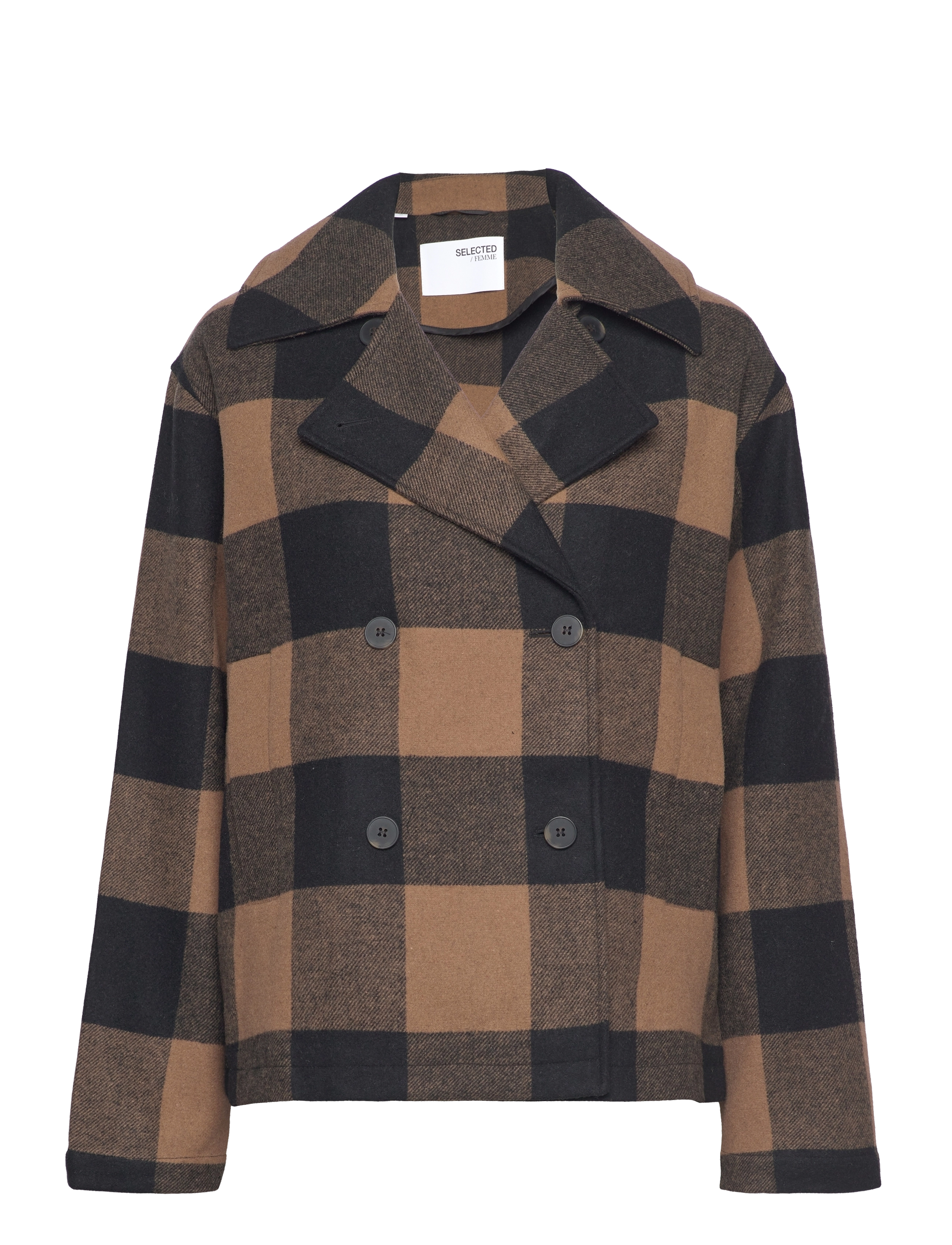 Selected SLFEVANA SHORT WOOL JACKET - Jakker & Kåper - TOASTED COCONUT / brown
