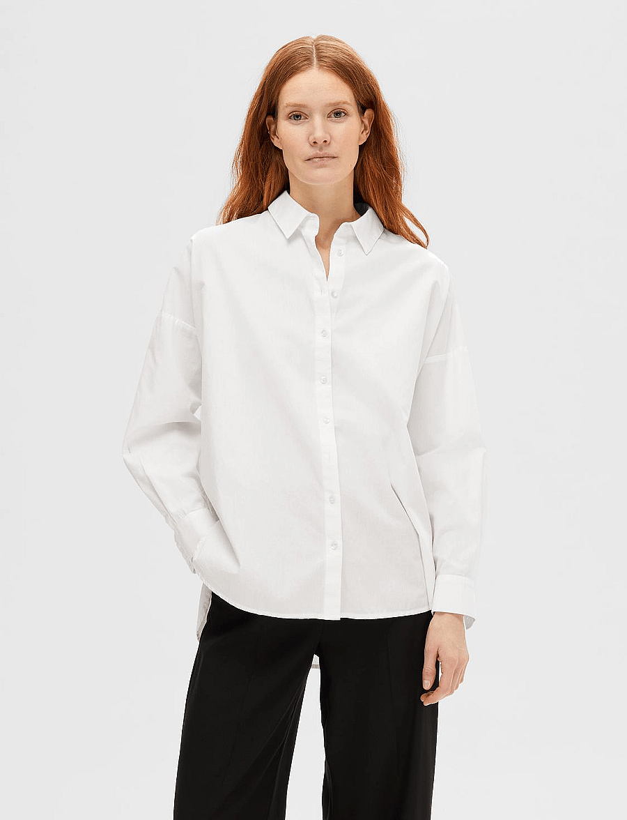 Selected - SLFDINA-SANNI LS SHIRT NOOS - langärmlige hemden - bright white - 0