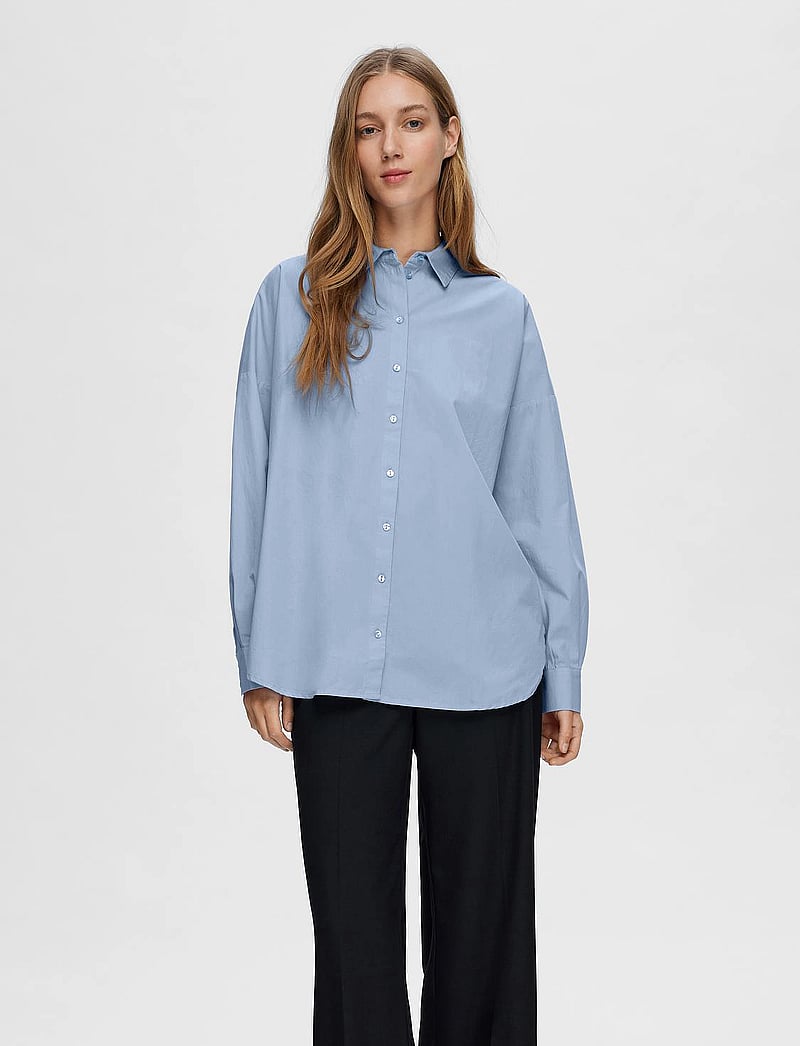 Selected - SLFDINA-SANNI LS SHIRT NOOS - långärmade skjortor - cashmere blue - 0