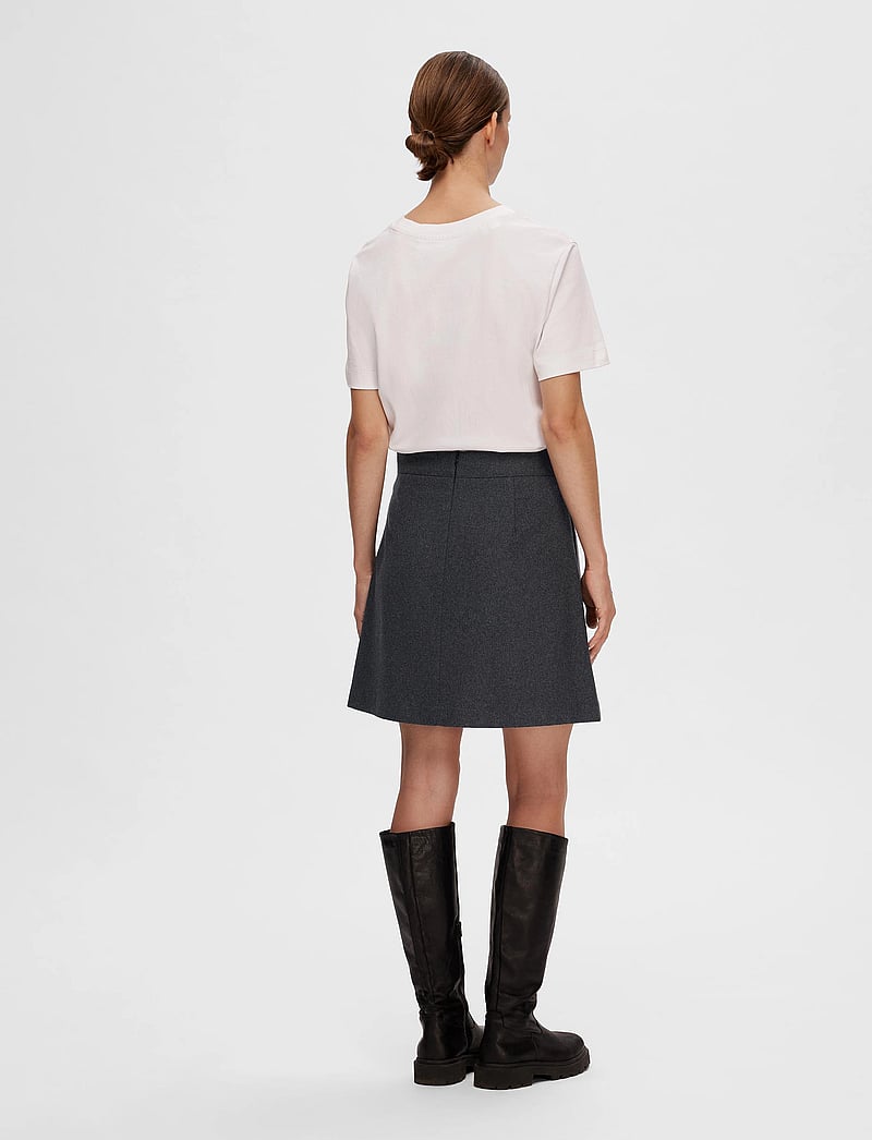 Selected - SLFMERCY-ULA HW MINI WOOL SKIRT - miniseelikud - dark grey melange - 3