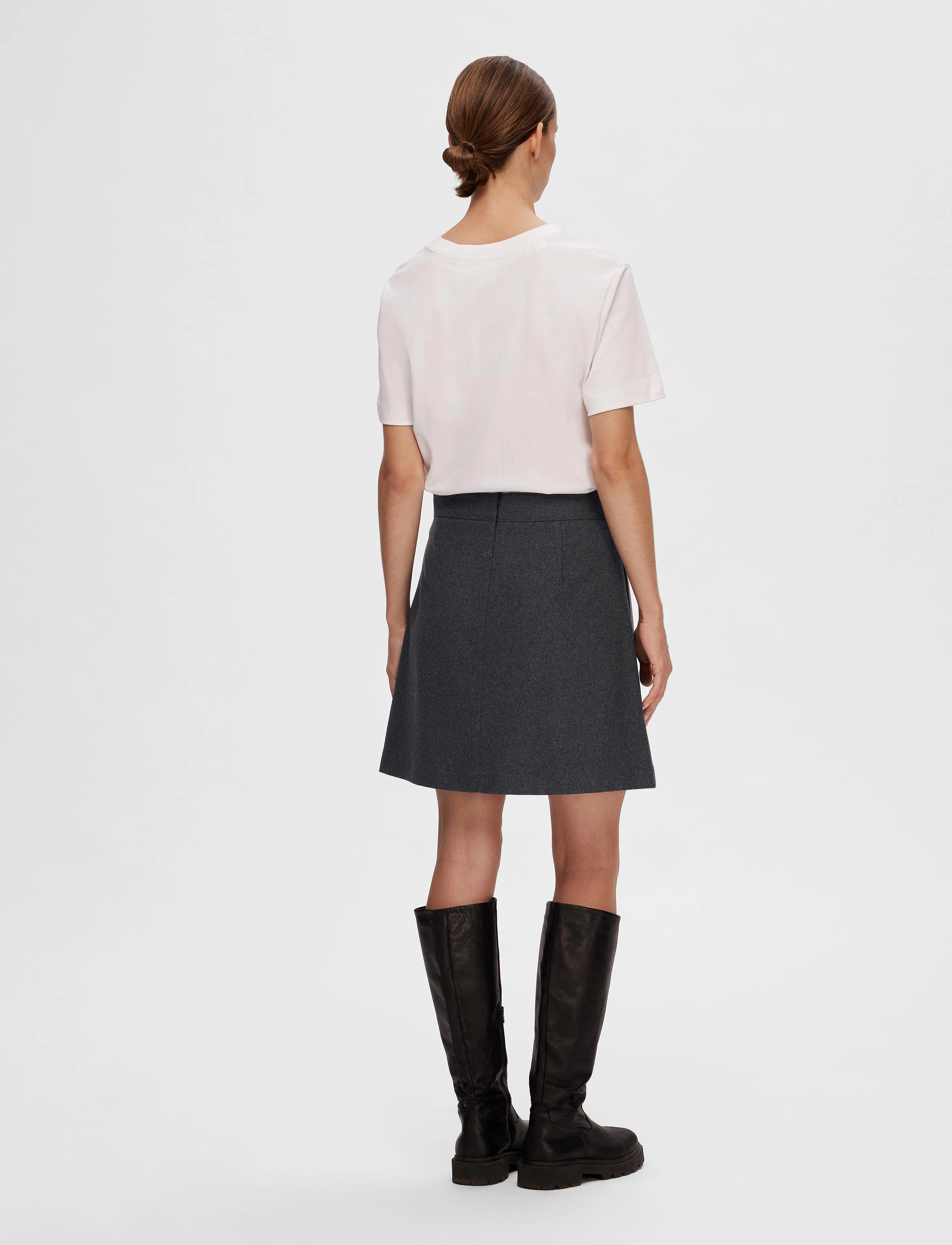 Selected - SLFMERCY-ULA HW MINI WOOL SKIRT - kurze röcke - dark grey melange - 3