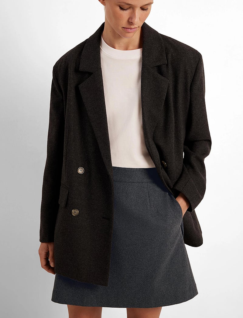 Selected - SLFMERCY-ULA HW MINI WOOL SKIRT - miniseelikud - dark grey melange - 5