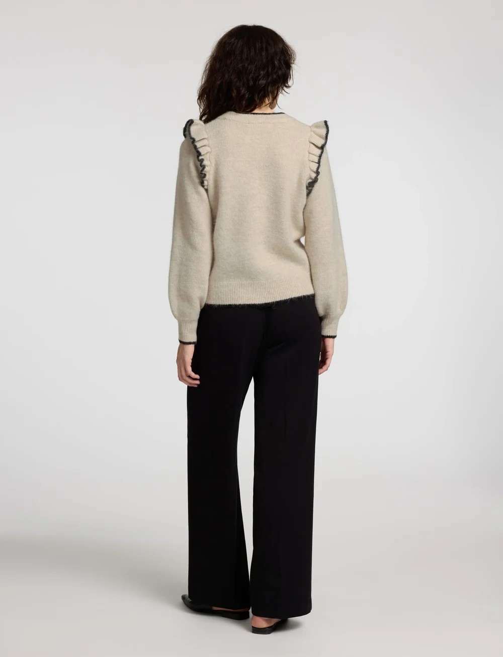 Selected - SLFALVA FRILLS LS KNIT O-NECK - sviitrid - birch - 3