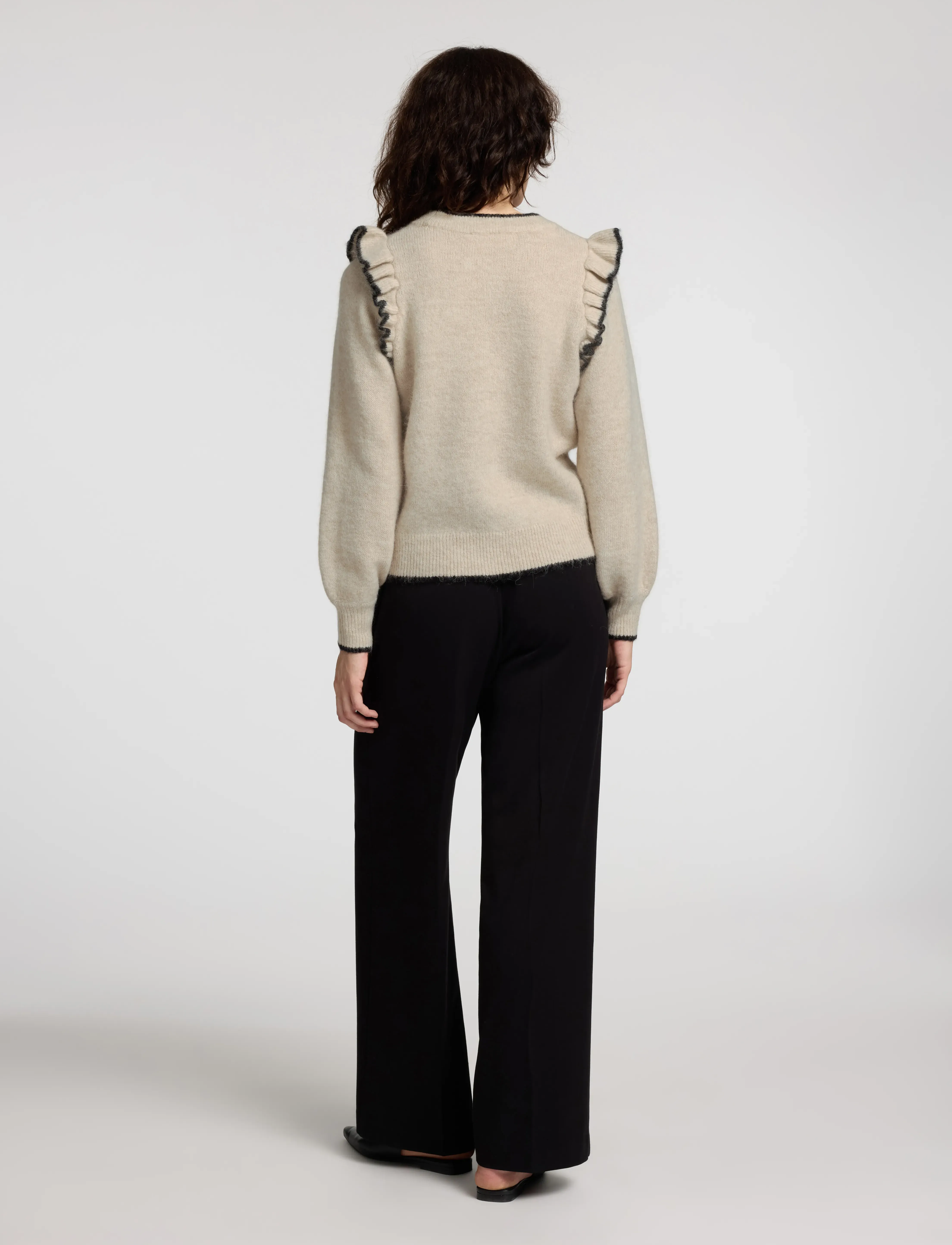 Selected - SLFALVA FRILLS LS KNIT O-NECK - pullover - birch - 3