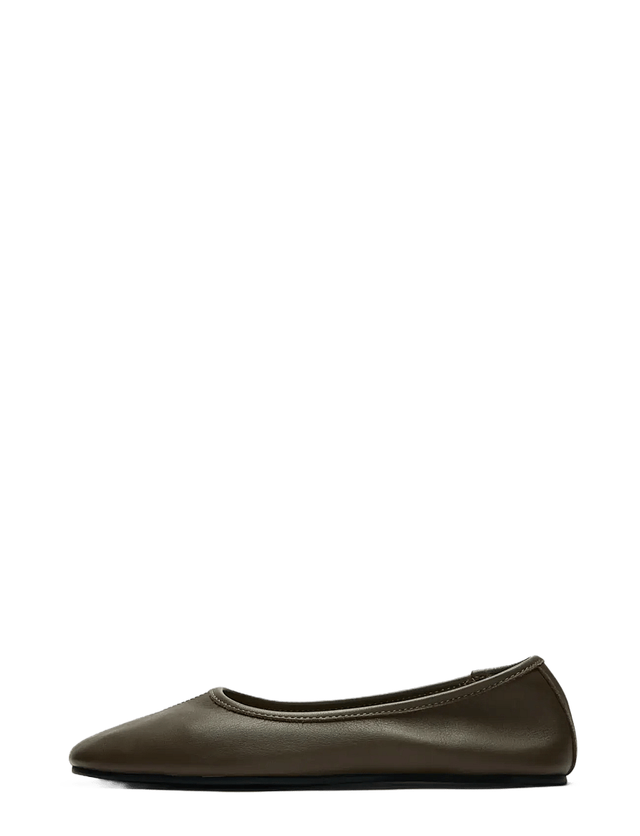 Selected - SLFELIA LEATHER BALLERINA - special occasions - chocolate chip - 0