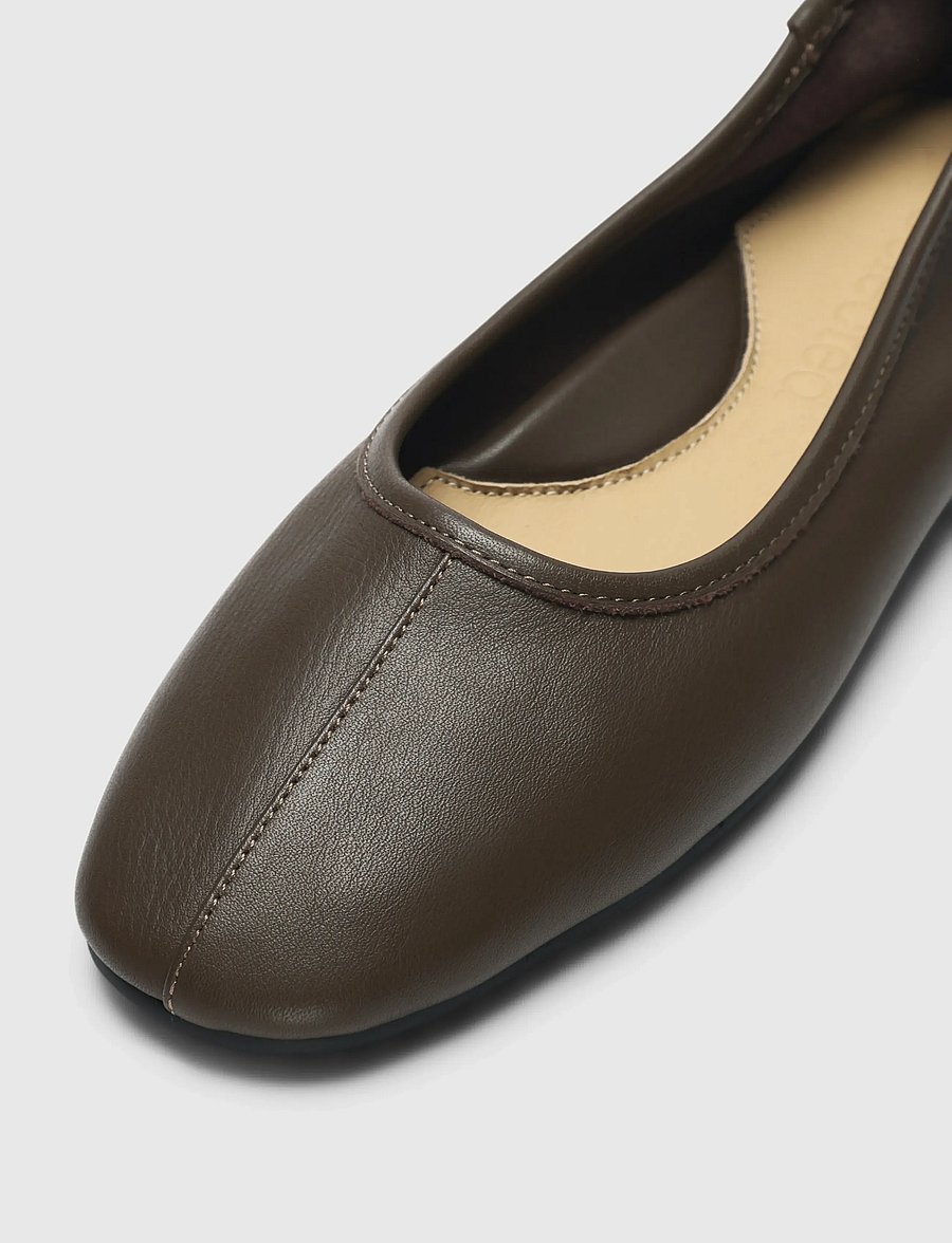 Selected - SLFELIA LEATHER BALLERINA - special occasions - chocolate chip - 3