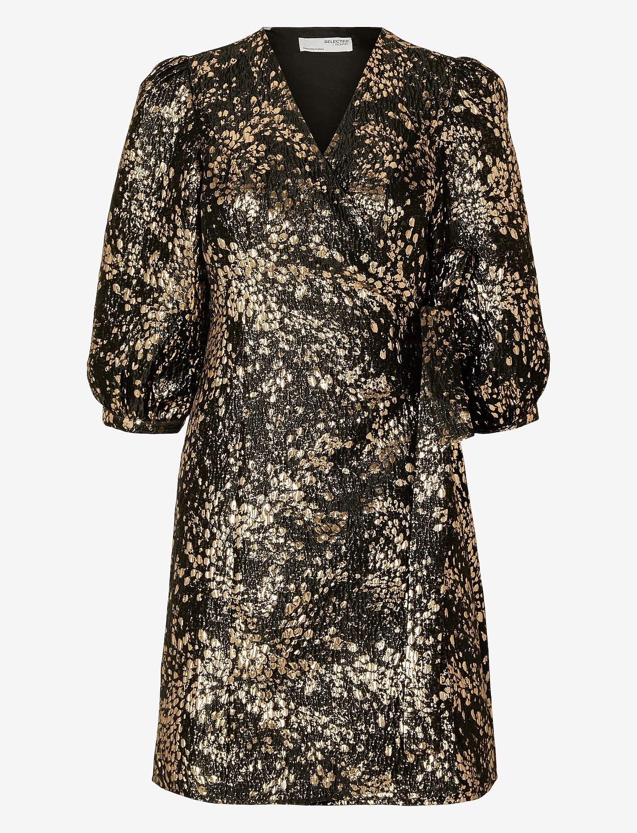 Selected - SLFPAULA-SIV GOLDEN LEO LS SHORT DRESSB - gold colour - 1