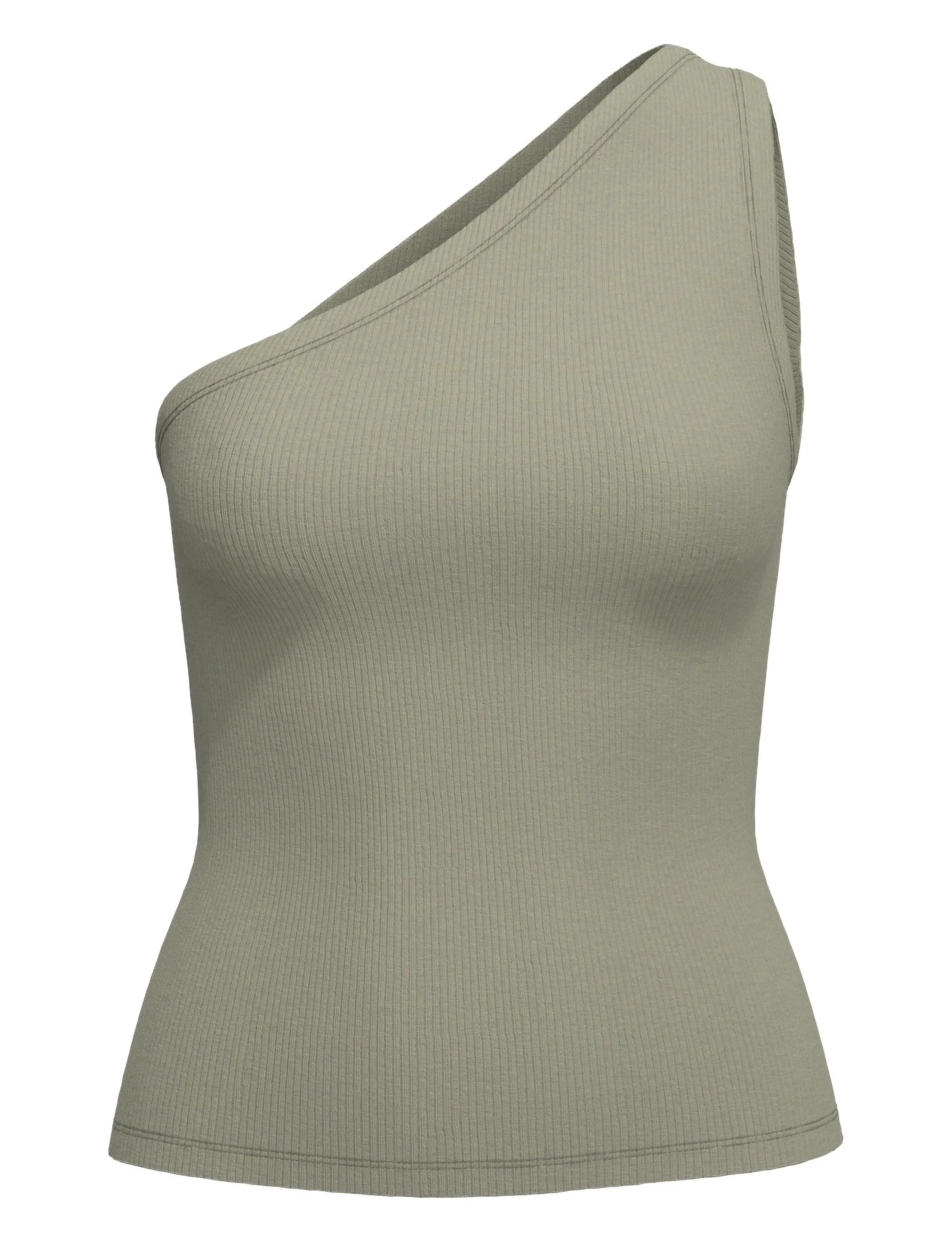 Selected - SLFANNA ONE SHOULDER TOP - Ärmellose tops - vetiver - 0