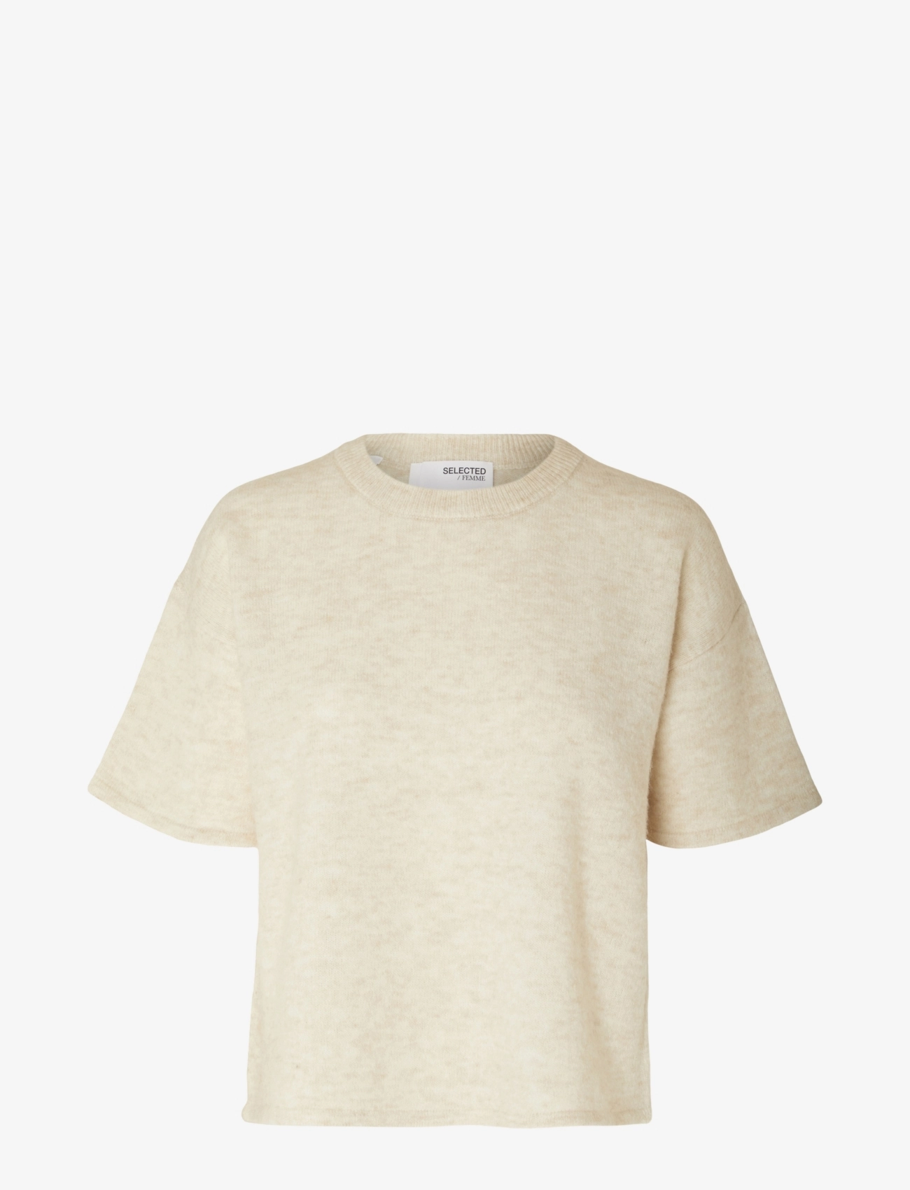 SELECTED Slfmaline-Liliana 2/4 Knit O-Neck Noos Beige - L - Damen
